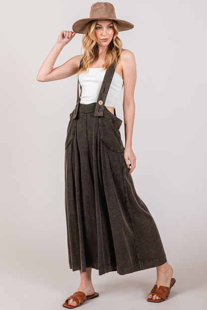 [Full Size]Wide Strap Wide Leg Overalls