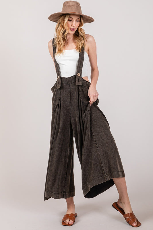 [Full Size]Wide Strap Wide Leg Overalls