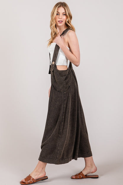 [Full Size]Wide Strap Wide Leg Overalls