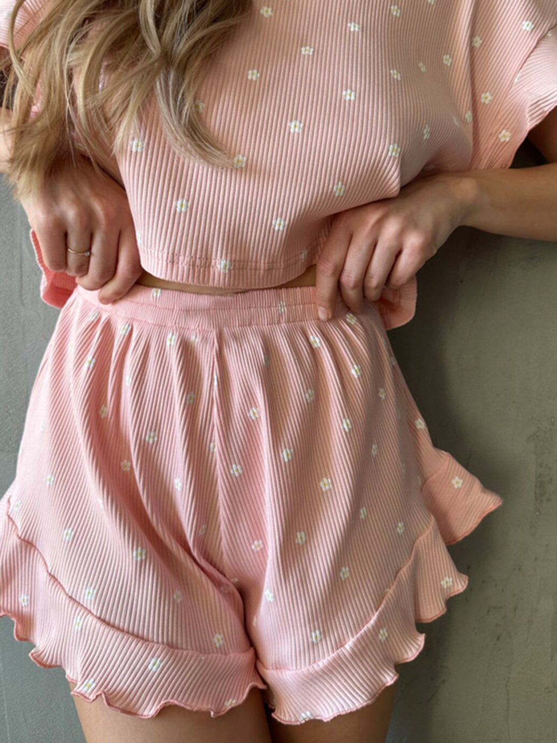 Lovely Frilled Top and Shorts Set