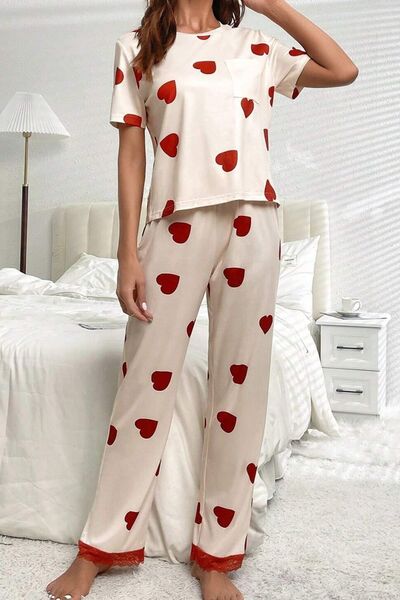 Round Neck Top and Drawstring Pants Lounge Set