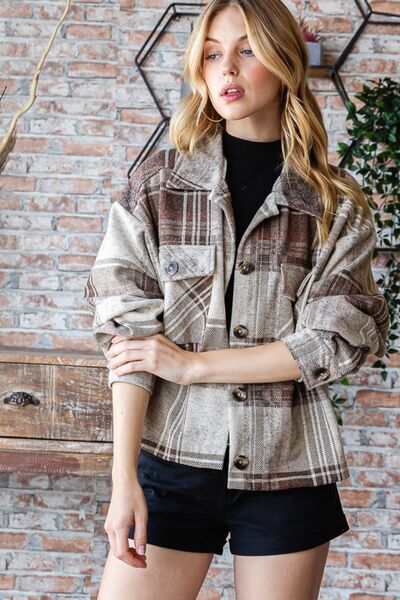 Plaid Button Up Long Sleeve Shacket