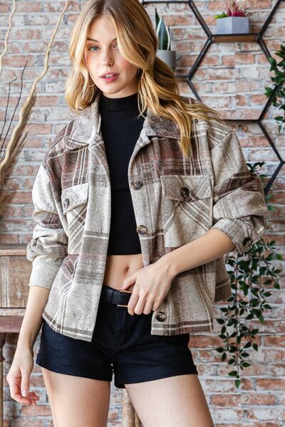 Plaid Button Up Long Sleeve Shacket