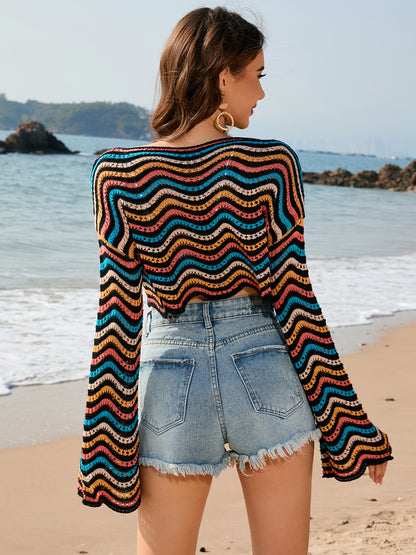 Striped Boat Neck Cover Up