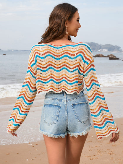 Striped Boat Neck Cover Up